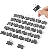 JEFURE 32 pcs Binder Clips Medium Black, 1.25 Inch Paper Clamps, Metal Paper Binder Clips, Binder...
