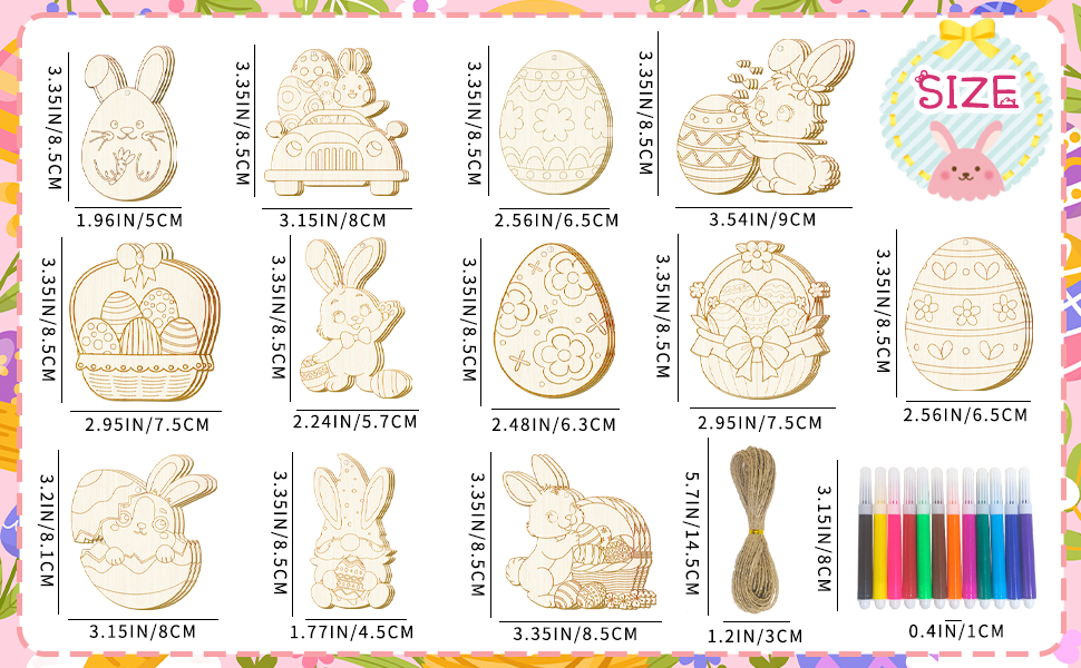 easter egg wooden hanging ornaments