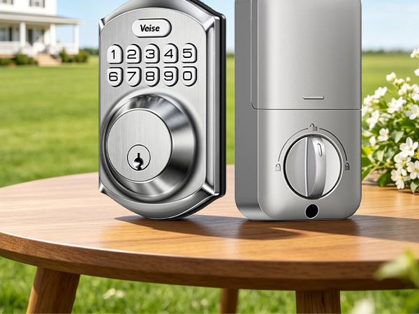 Keyless entry door lock with ANSI Grade 3 security, IP55 waterproof for front doors, Satin Nickel