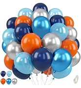 Paready Blue and Orange Balloons, 50 Pcs Astronaut Balloons with 12 Inch Navy Blue Metallic Blue ...