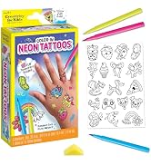 Creativity for Kids Color-In Neon Tattoos Mini Kit | Customize 18 Trendy Designs with Temporary T...