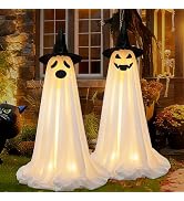 Bensbl 2Pcs Outdoor Ghost Decorations Light Up Standing Ghosts with String Lights 3 Expressions a...