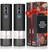 Rechargeable Electric Salt and Pepper Grinder Set with LCD Display, Adjustable Coarseness, Automa...