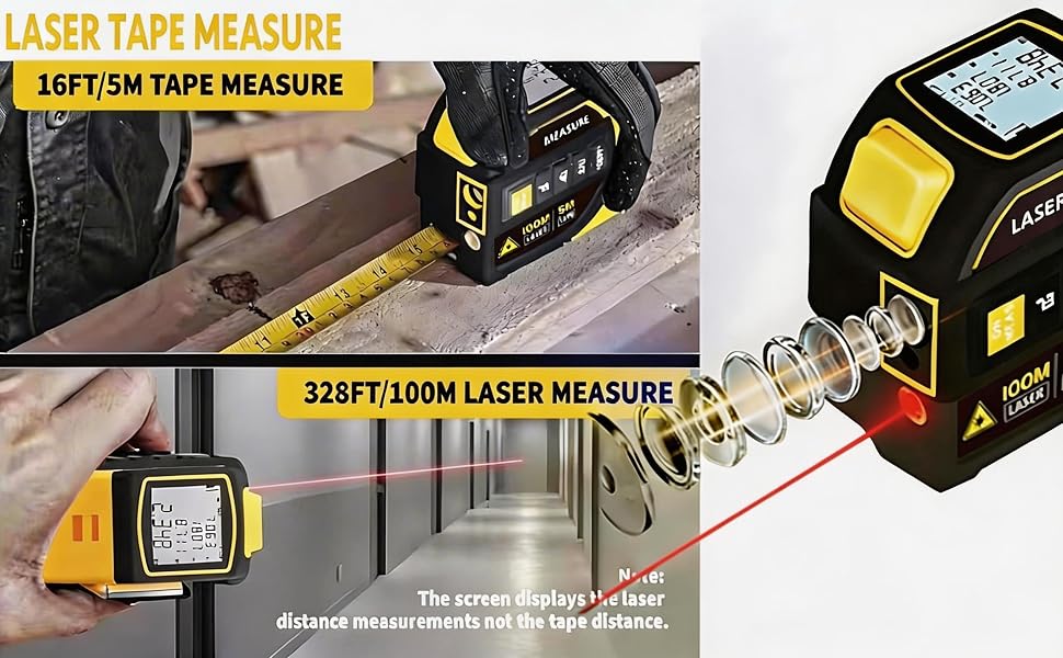 laser tape measure 16ft tape 328ft laser dual measurement digital tool