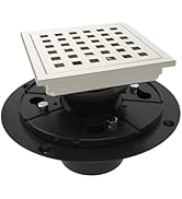 WEBANG 4 Inch Square Shower Floor Drain with Flange,Quadrato Pattern Grate Removable,Food-Grade S...