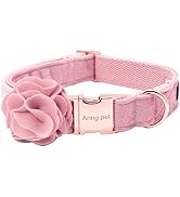 ARING PET Velvet Dog Collar, Unique Pink Dog Collars with Detachable Felt Flower, Adjustable Soft...