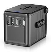 URJD Universal Travel Adapter, 6.0A 30W 5 USB C/A Ports + 2500W AC Outlets, International Power A...
