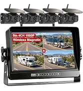 Venluna 4 Magnetic Wireless Backup Camera, 9” Split 1080P HD DVR Monitor | Solar 15000mAh Battery...