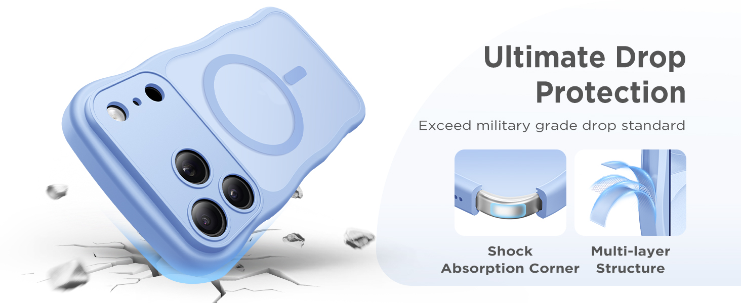 For iPhone 18 Pro Max Case Compatible with MagSafe Wavy Shockproof Slim Cute Wave Drop Protection