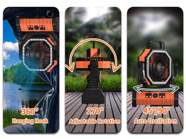 hanging rotating oscillating tent fan
