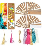 SWATOM Kraft Paper Blank Bookmarks Cardstock 70 PCS Bulk for DIY Classroom Projects Gifts Tags wi...