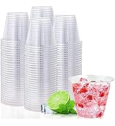 200 Pack 9 oz Clear Plastic Cups, 9 Ounce Disposable Plastic Drinking Cups, Crystal Clear PET Pla...