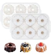 FUNBAKY Mini Fluted Tube Cake Pans for Baking with Metal Reinforced Frame, 2Pcs Silicone 6-Cavity...