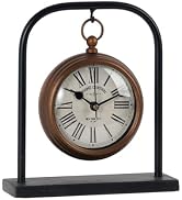 NIKKY HOME Small Retro Desk Clock, Silent Non-Ticking Classic Battery Operated Decorative Table M...