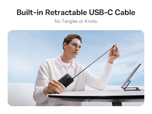Portable Charger with Retractable USB C Cable