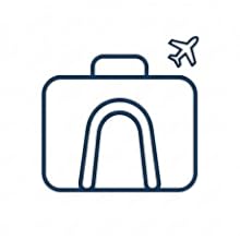 Travel case icon representing portability and travel ready design