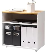 Yamazaki Home Tower Mobile Hideaway Storage Cart – Rolling Printer Stand with Adjustable Shelves,...