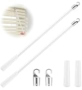 Chedin 2 Pcs Blind Wand Replacement 17 Inch White Fiberglass Vertical Blinds Stick with Hook and ...