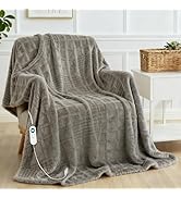 Heated Blanket Electric Throw, 50"X60" Heating Blanket Waffle with 12 Heat Levels, Fast Heating B...