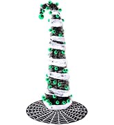 5ft Halloween Eyeball Tree with 50 Lights, Black Whimsical Halloween Tree with Tree Skirt Battery...