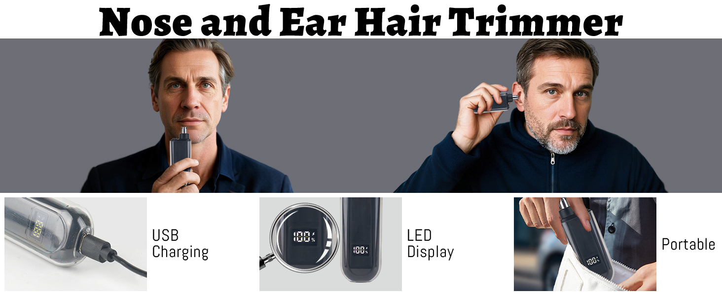 Mendaping 2025 Rechargeable Nose and Ear Hair Trimmer With LED Dispaly for Women Men