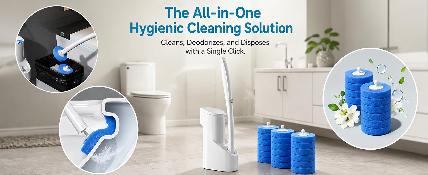 Disposable Toilet Brush and Holder Set