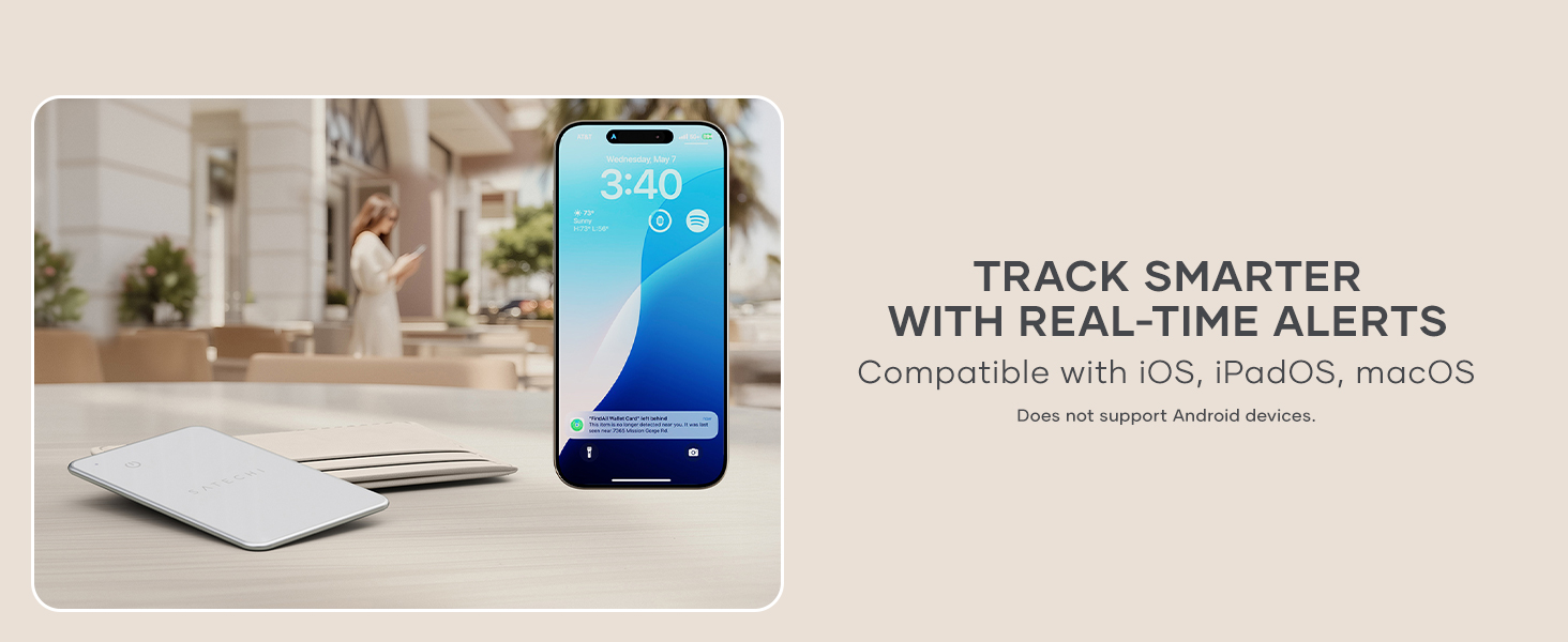 Satechi FindAll Wallet Card with FindMy, Wallet Tracker, Left Behind Notification, Sound Alert