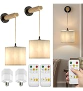 LOZNDA Battery Operated Wall Sconces Set of 2, Rechargeable Boho Wall Sconces with Remote Control...