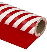 WRAPAHOLIC Reversible Wrapping Paper - Red and Stripes Design for Birthday, Holiday, Wedding, Bab...