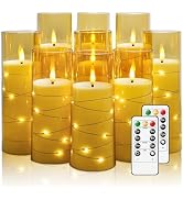 Nimiko Flickering Flameless LED Candles,Battery Operated Candles 9 Pcs with Embedded Star String,...