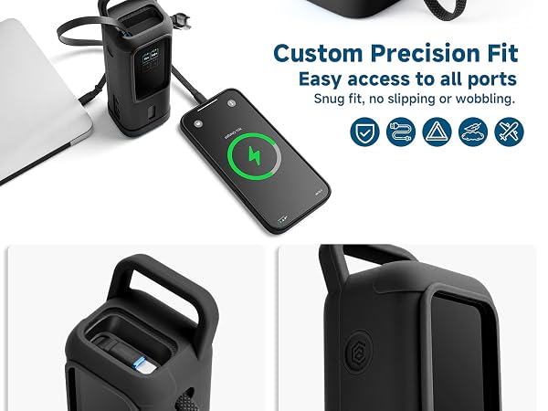 features of black silicone case for anker laptop power bank 25,000mah