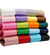 HUIHUANG 2 inch Solid Color Satin Ribbon Assortment Colored Ribbon for Gift Wrapping Double Face ...