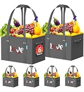 WISELIFE Reusable Grocery Bags Heavy Duty Foldable Shopping Tote Bags with Handles & Reinforced B...