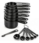 Bopei 14-Piece 18/8 Stainless Steel Measuring Cups and Spoons, Matte Black | Dry and Liquid Ingre...