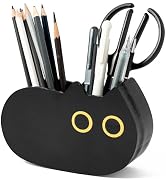 MALLMALL6 Black Cat Pencil Holder - Back to School Wooden Pen Holder, 2 Compartments Kitten Shape...