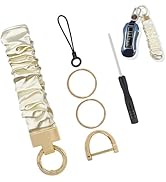 Dogary Stretchy Keychain Wristlet for Car Keys, Stylish & Functional Scrunchie Bracelet with D-ri...