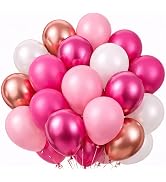 Pink, Fuchsia, Rose Gold Balloons Set, 60 Pack 12 Inch– Pink, Fuchsia, Chrome Rose Gold and White...