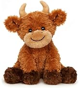 Hopearl Adorable Plush Highland Cow Toy Floppy Soft Kawaii Stuffed Animal Cute Birthday Holiday G...