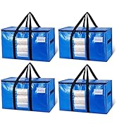 TAILI Extra Large Moving Bags, 4 Pack Blue Heavy Duty Totes For Storage with Visible Window, Wrap...