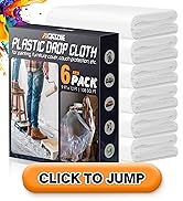 12 x 9 Ft Plastic Drop Cloths (6-Pack) - Disposable Painter's Sheeting & Tarps for Painting, Wate...
