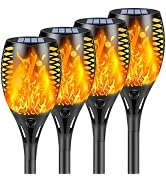 Solar Torch Lights with Flickering Flame Larger Size Solar Flame Lights | 4 Pack Upgraded Solar L...