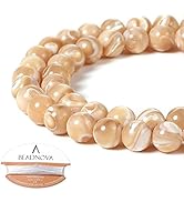 BEADNOVA Natural Mother of Pearl Nacre Conch Shell Beads Natural Crystal Beads Stone Gemstone Rou...