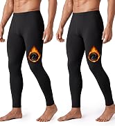 2 Pack Thermal Underwear for Men - Long Johns Fleece Lined Base Layer Pants | Mens Heated Legging...