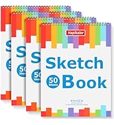 Hapikalor 9" x 12" Sketch Book, 4-Pack 50 Sheets Spiral Bound Art Sketchbook, Acid Free Artist Dr...