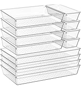 Criusia 12 Pack Large Clear Plastic Drawer Organizer Trays | MULTI-USE Acrylic Drawer Storage for...