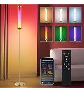 FRIDEKO HOME Smart Corner LED Floor Lamps for Bedroom, Gold 12W 1500LM | Color Changing Lamp with...