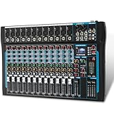 SIKUING 12 Channel Audio Interfacer Sound Board Mixer DJ Mixer 16-Bit DSP Effect USB Audio Mixer ...