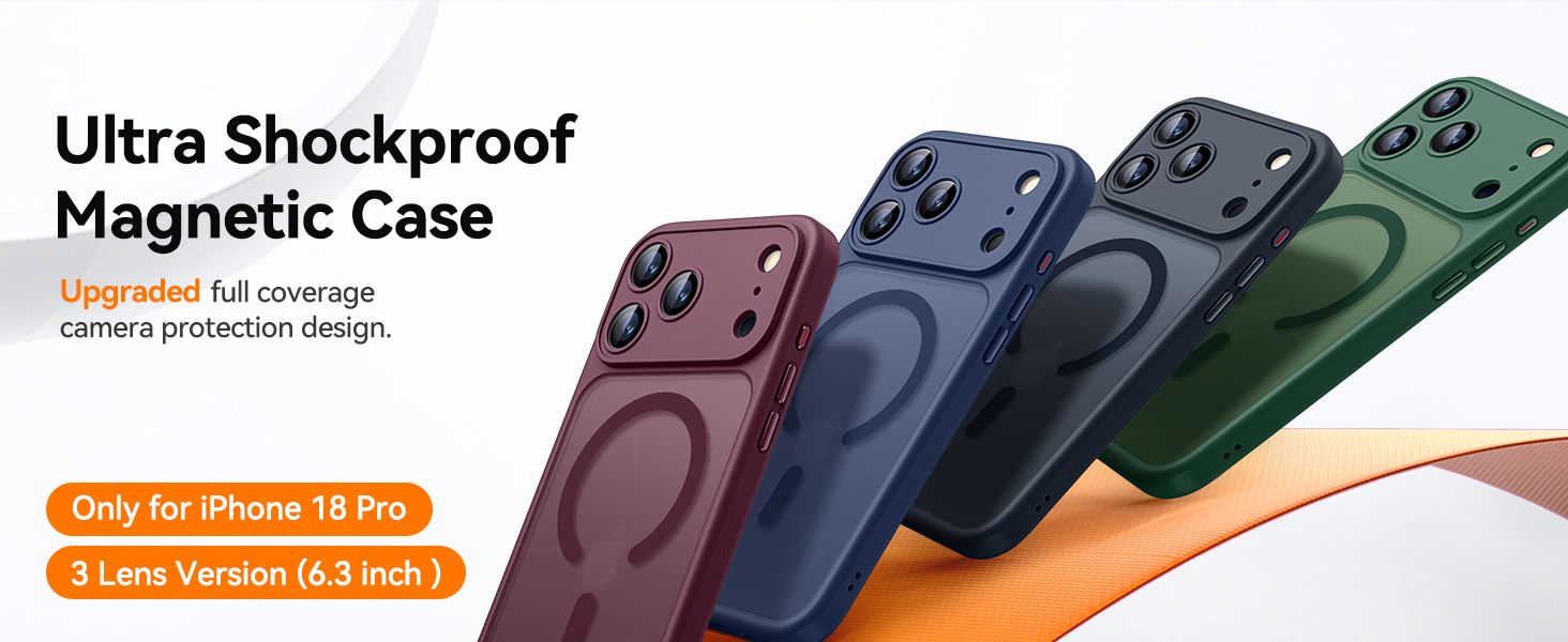 Full Coverage Camera Protection Magnetic Shockproof Compatible with iPhone 18 Pro Case 6.3 inch