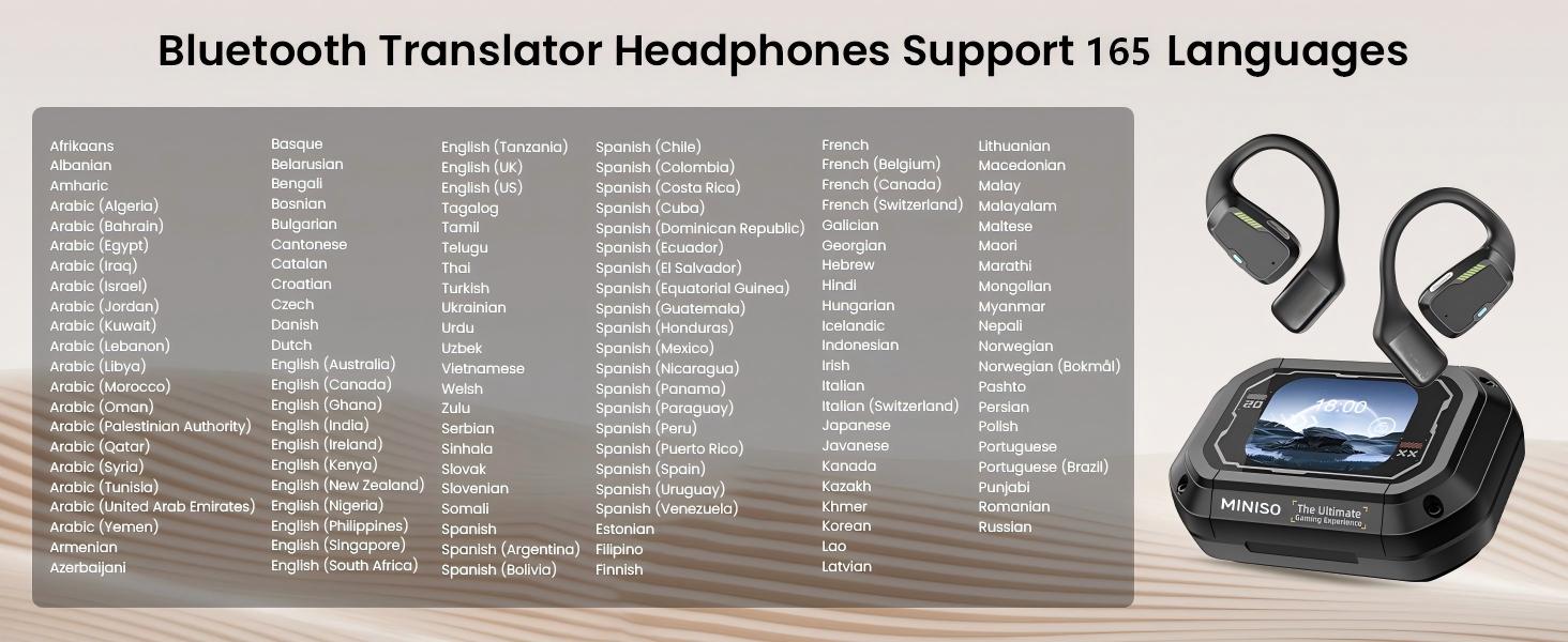 MINISO M98 Open Ear Translation Earbuds Real Time Earbuds Bluetooth 5.4 Headphones