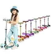 Lifemaster Mini 3-Wheel Kids Scooter with Multi-Color Wheel Lights – 4-Height Adjustable Handleba...